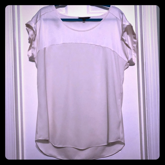 Express Tops - Express Silky Rolled Sleeve White Blouse Large